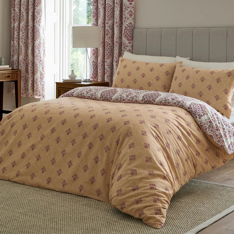 Dreams & Drapes Ashmead 100% Cotton Duvet Cover Set Berry Damask Bedding