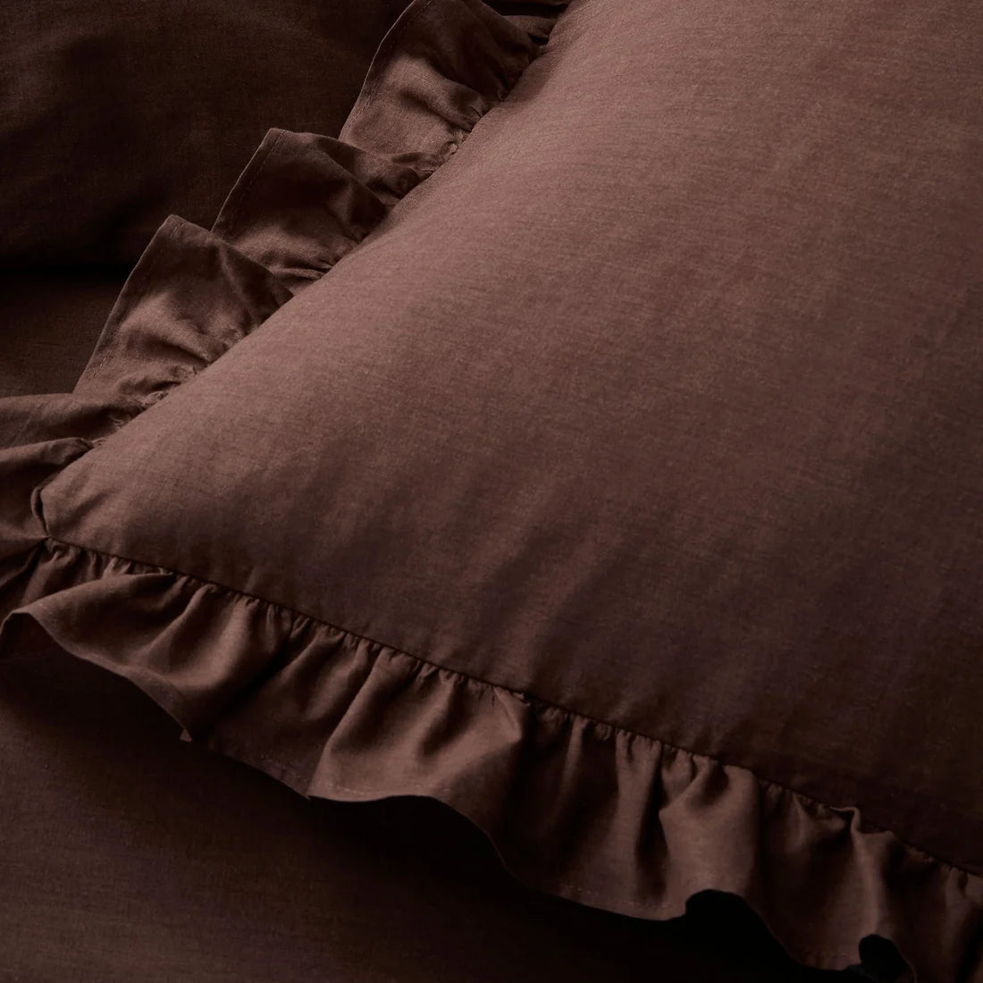 Appletree Cassia Frill 100% Cotton Duvet Cover Set in Chocolate