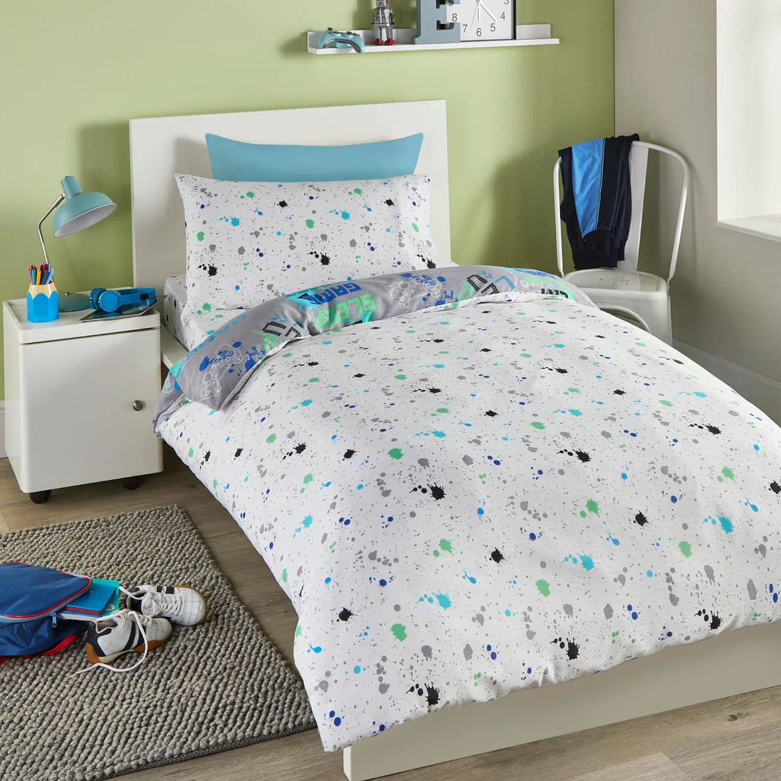 Bedlam Game Glow Gaming Duvet Cover Set in Grey