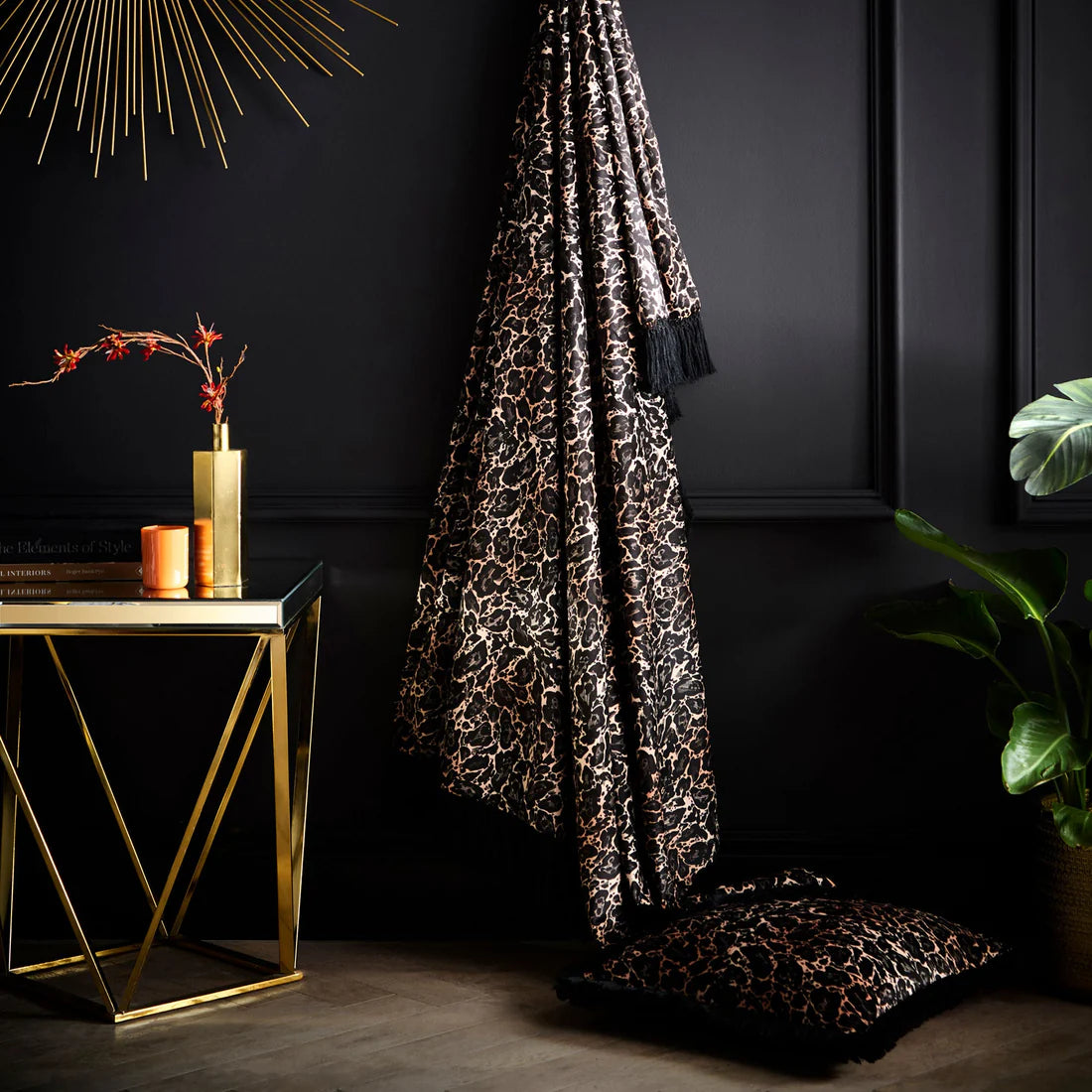 Laurence Llewelyn-Bowen Josephine Leopard Velvet Cushion Gold 43 x 43cm