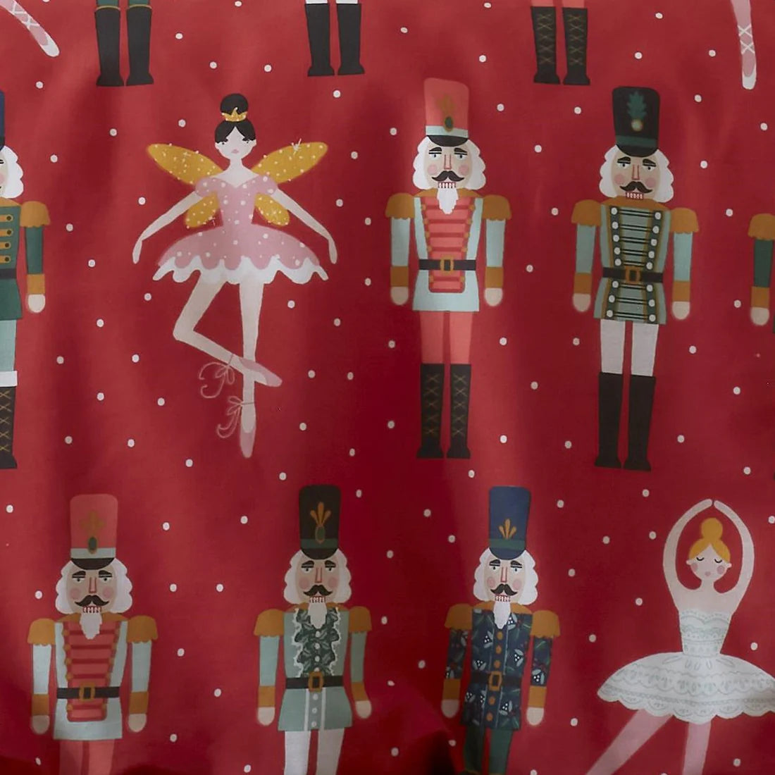 Fusion Nutcracker Christmas Duvet Cover Set in Red