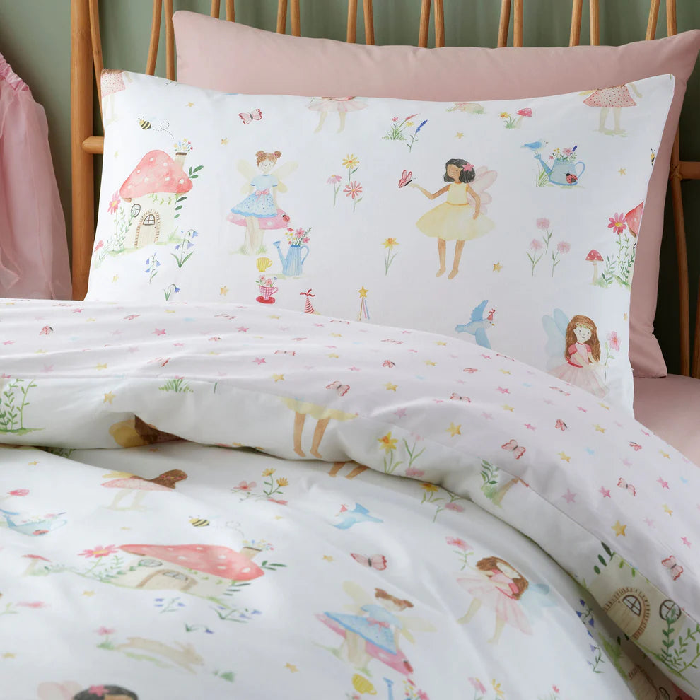Bedlam Summer Fairies kids duvet cover set with magical fairy reversible pink bedding design