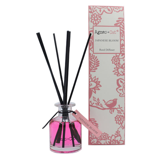 Agnes and Cat Japanese Bloom reed diffuser with elegant floral home fragrance