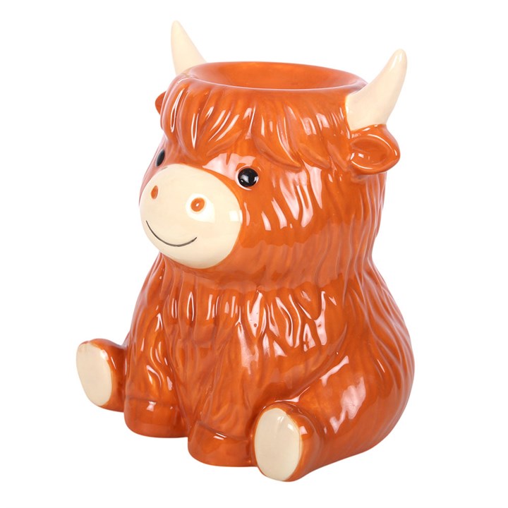 Highland Cow ceramic oil burner and wax warmer for wax melts and fragrance oils