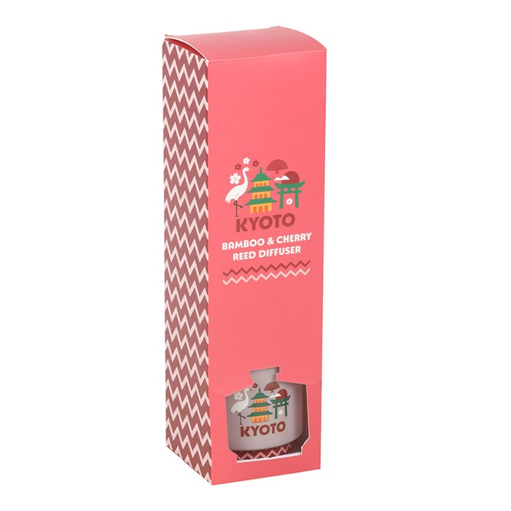 Kyoto Bamboo and Cherry Blossom reed diffuser with delicate floral fragrance inspired by Japanese gardens