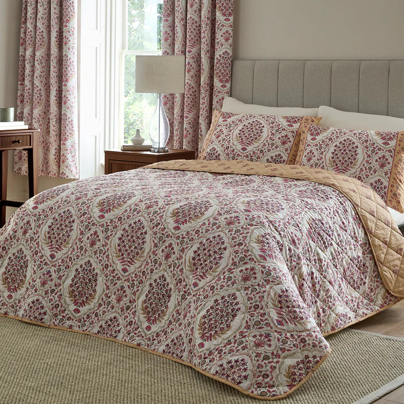 Dreams & Drapes Ashmead Quilted Cotton Bedspread Berry 200cm x 230cm
