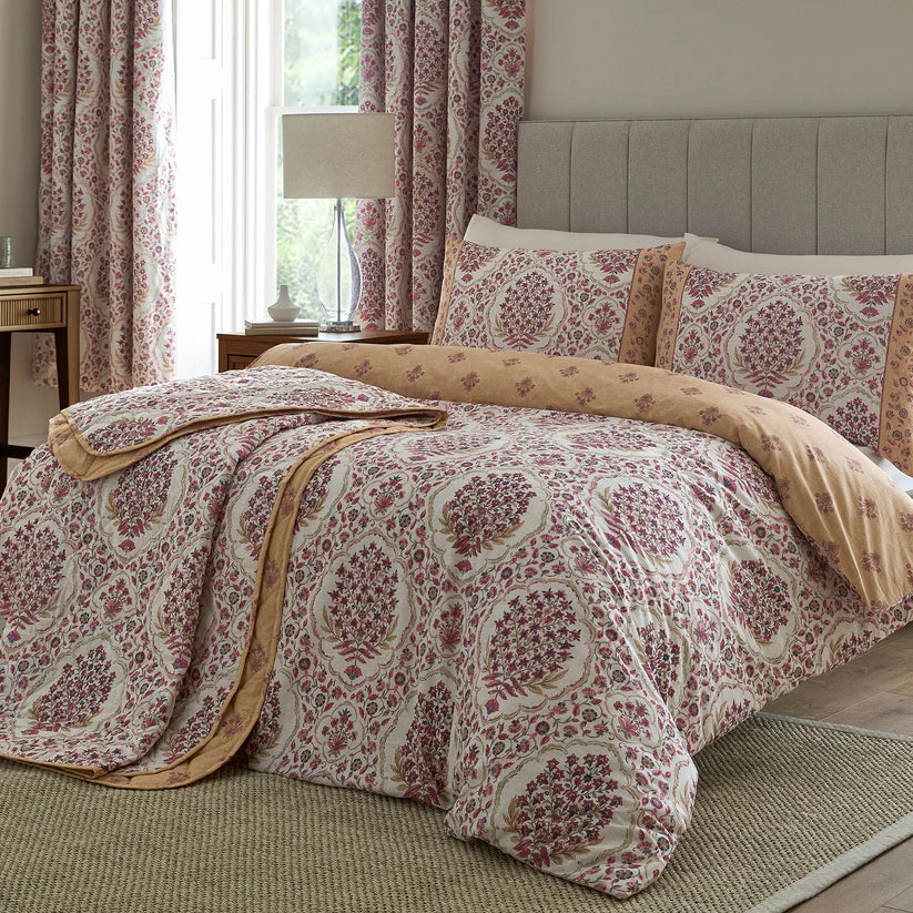 Dreams & Drapes Ashmead 100% Cotton Duvet Cover Set Berry Damask Bedding