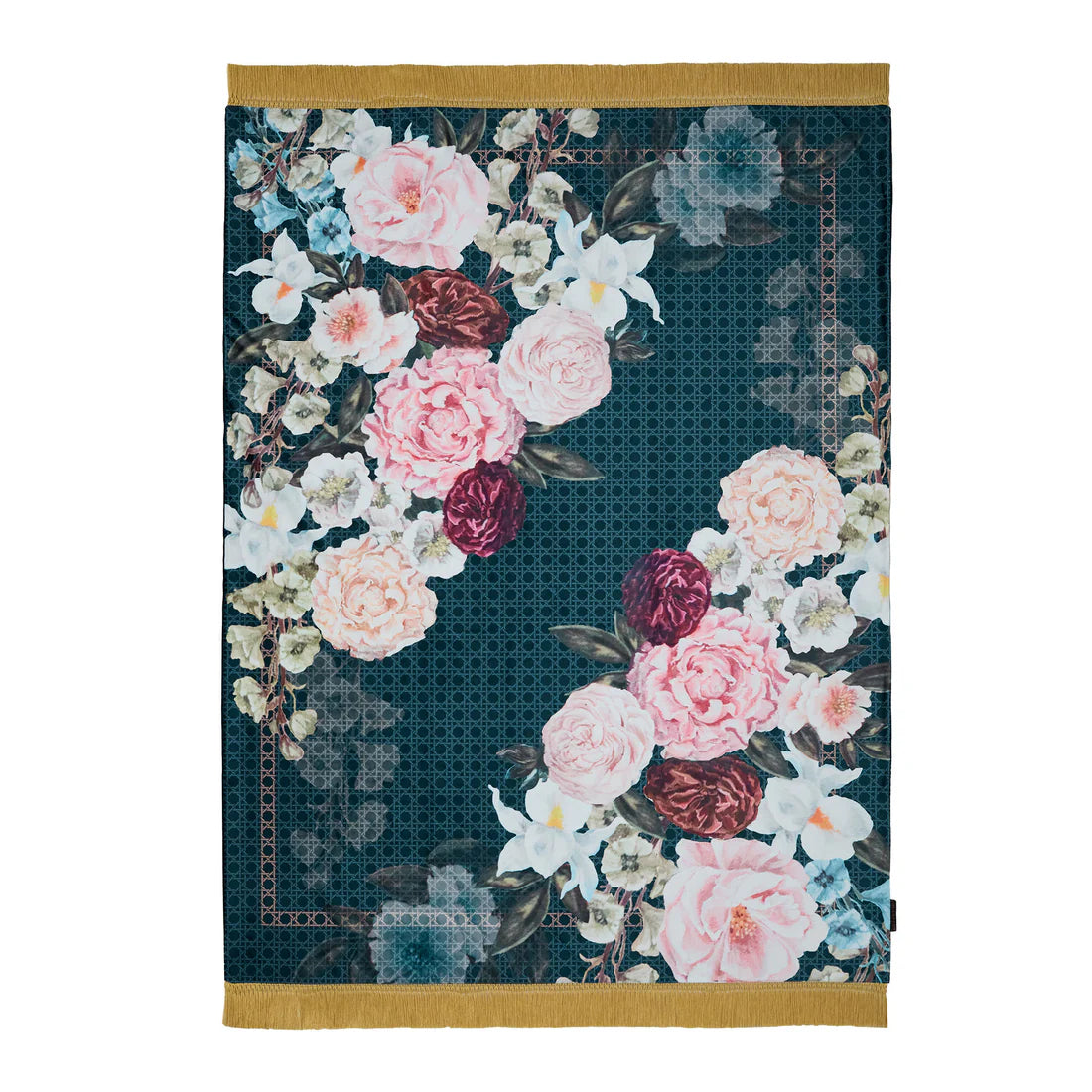 Laurence Llewelyn-Bowen Bouquet List Velvet Throw Blue 130 x 180cm