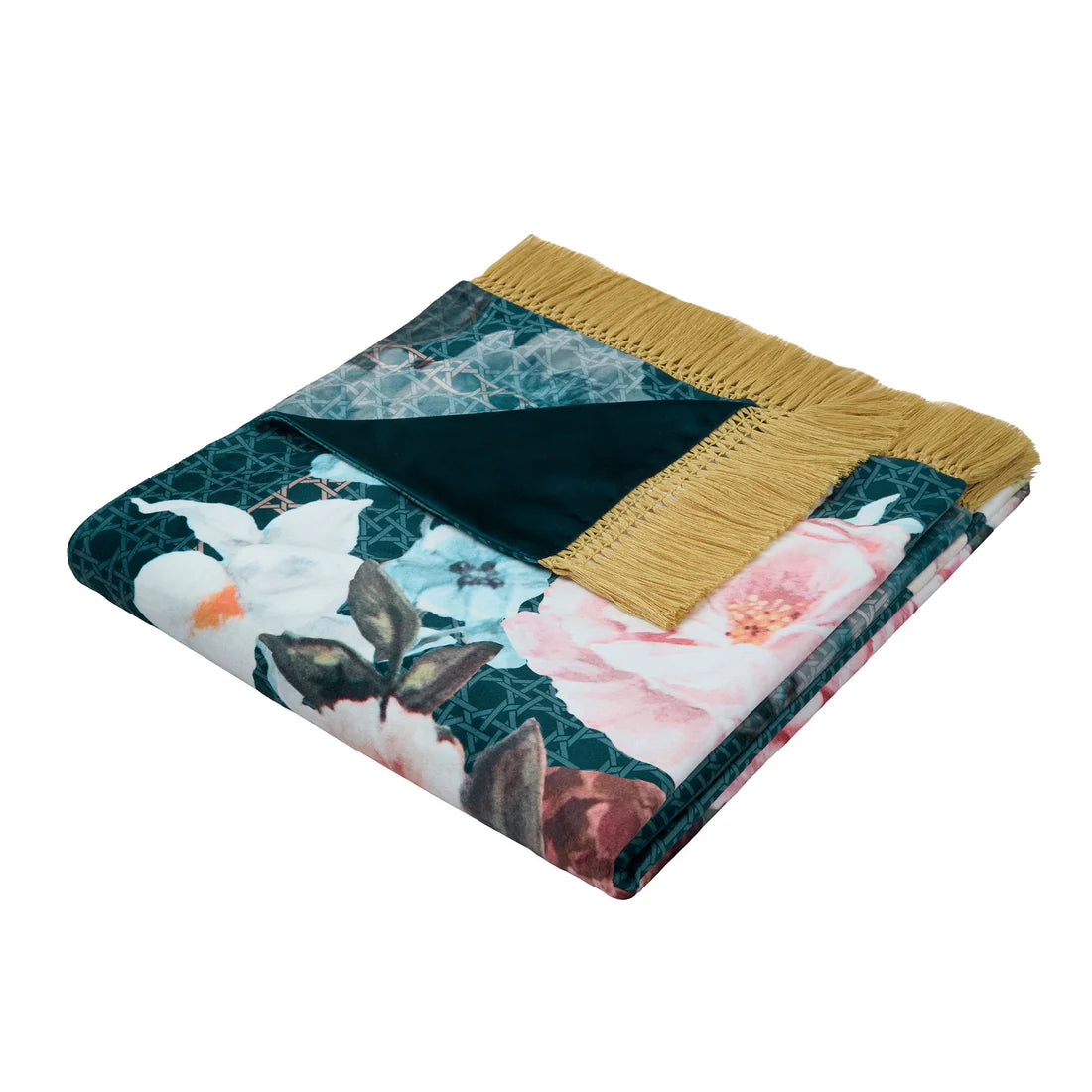 Laurence Llewelyn-Bowen Bouquet List Velvet Throw Blue 130 x 180cm