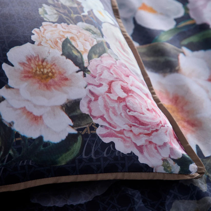 Laurence Llewelyn-Bowen Bouquet List Cotton Sateen Duvet Cover Set – Navy