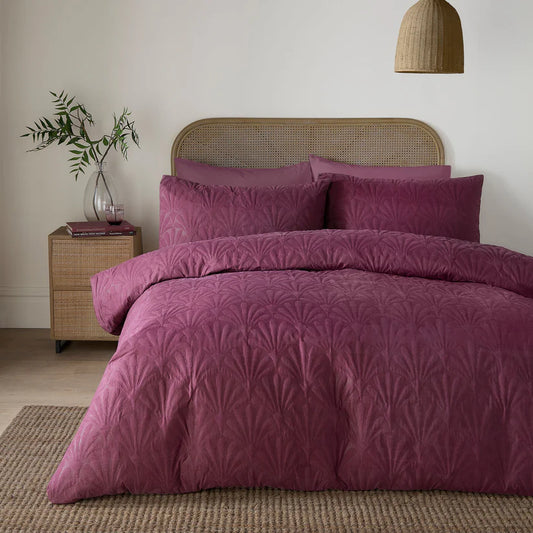 Serene Cavali Textured Duvet Cover Set Berry Pinsonic Bedding