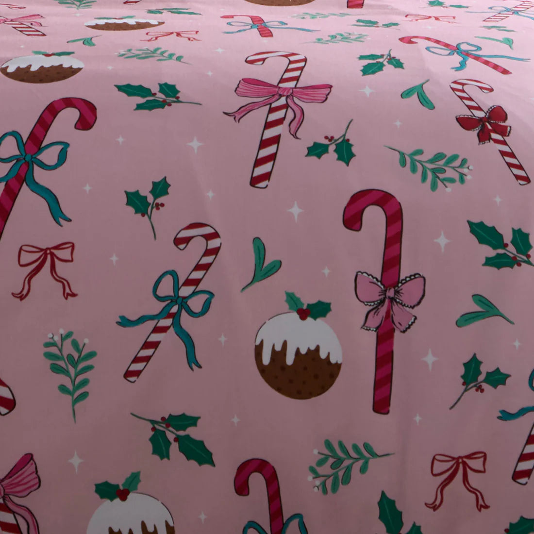 Fusion Festive Fancy Pink Christmas Reversible Duvet Cover Set