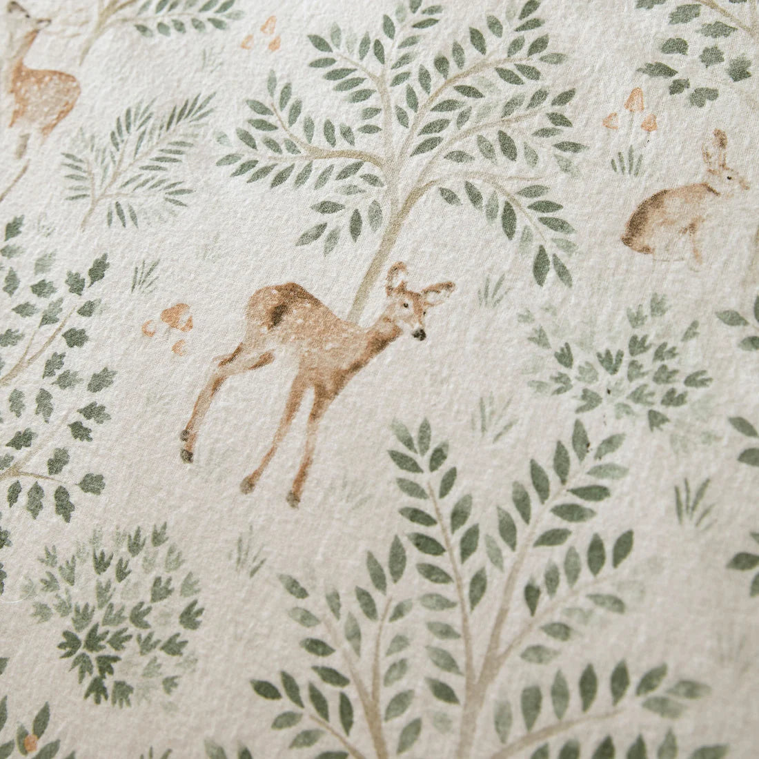 Dreams and Drapes Forest Animals duvet cover set with woodland animal watercolour design and brushed cotton fabric