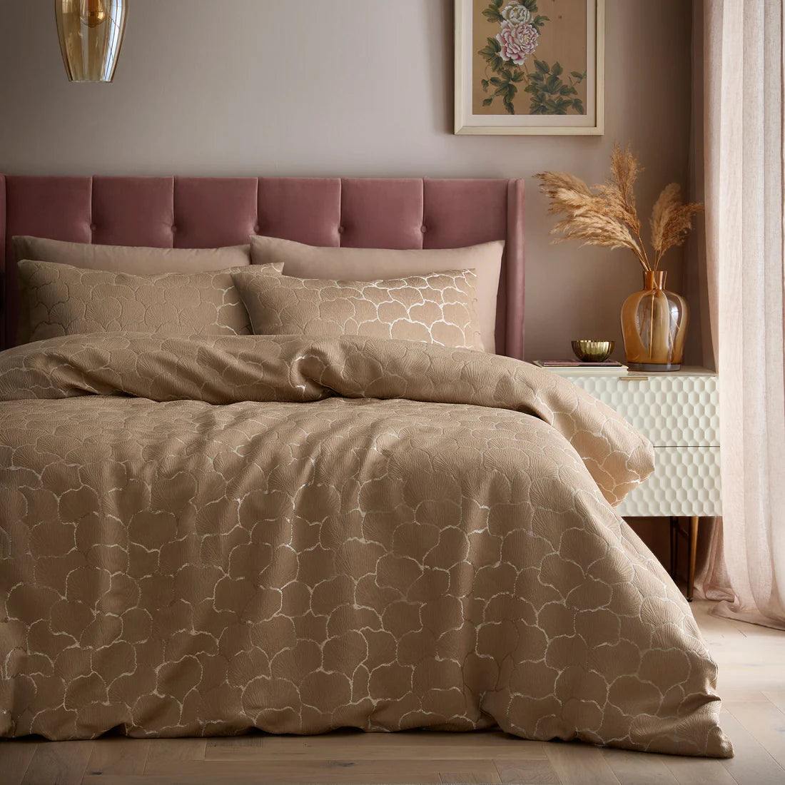 Soiree Ginko Jacquard Duvet Cover Set in Natural