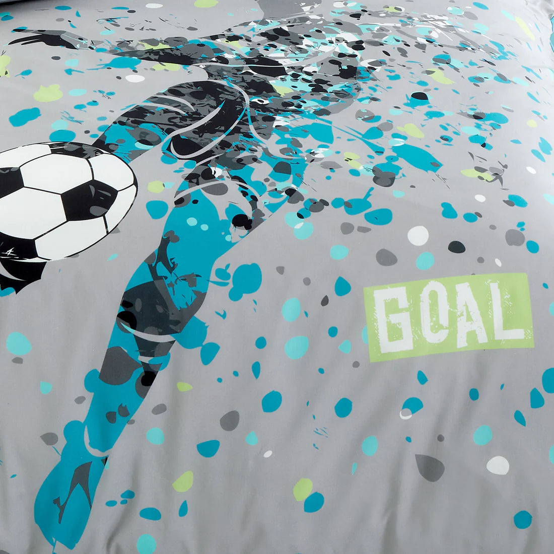 Bedlam Goal Football Duvet Cover Set Grey Kids Football Bedding