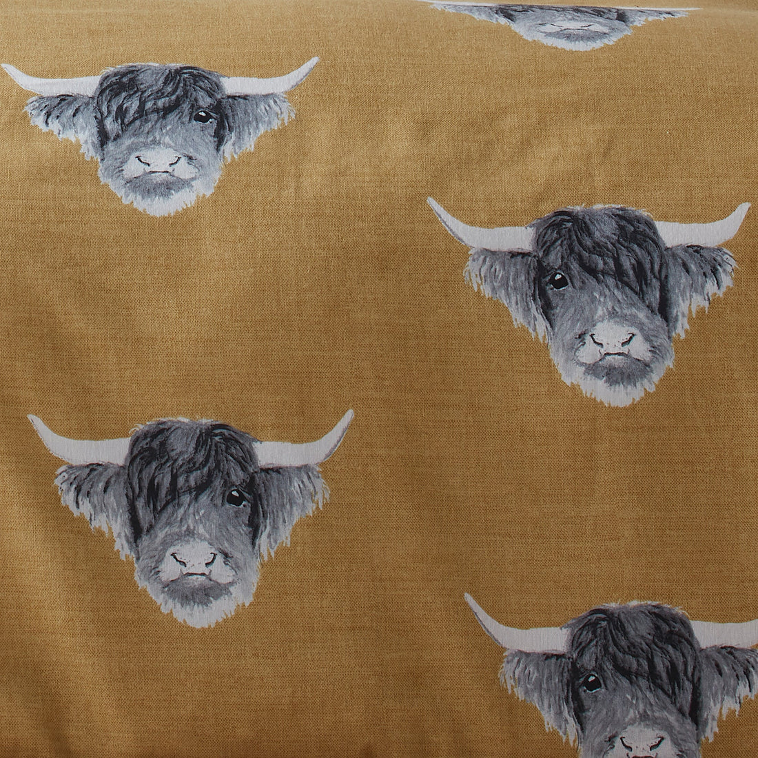 Fusion Highland Cow Reversible Duvet Cover Set Ochre