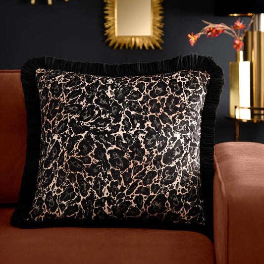 Laurence Llewelyn-Bowen Josephine Leopard Velvet Cushion Gold 43 x 43cm