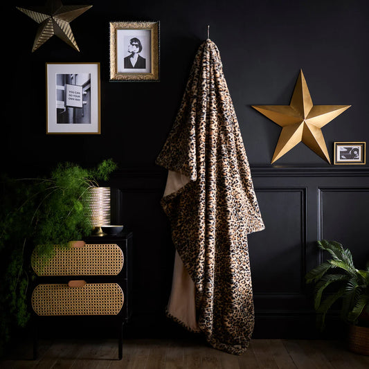 Fusion Leopard Print Fleece Throw Natural 150 x 200cm
