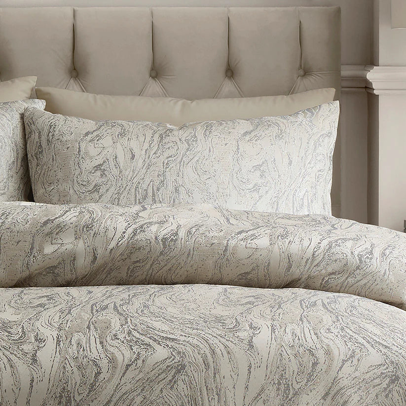 Soiree Marble Jacquard Duvet Cover Set Natural Luxury Textured Bedding