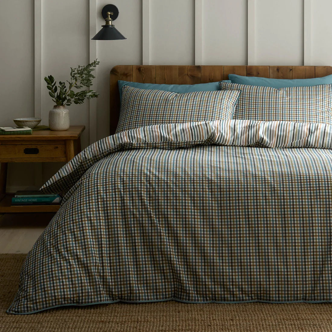 Appletree Micro Check 100% Cotton Duvet Cover Set Green