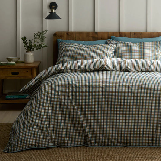 Appletree Micro Check 100% Cotton Duvet Cover Set Green