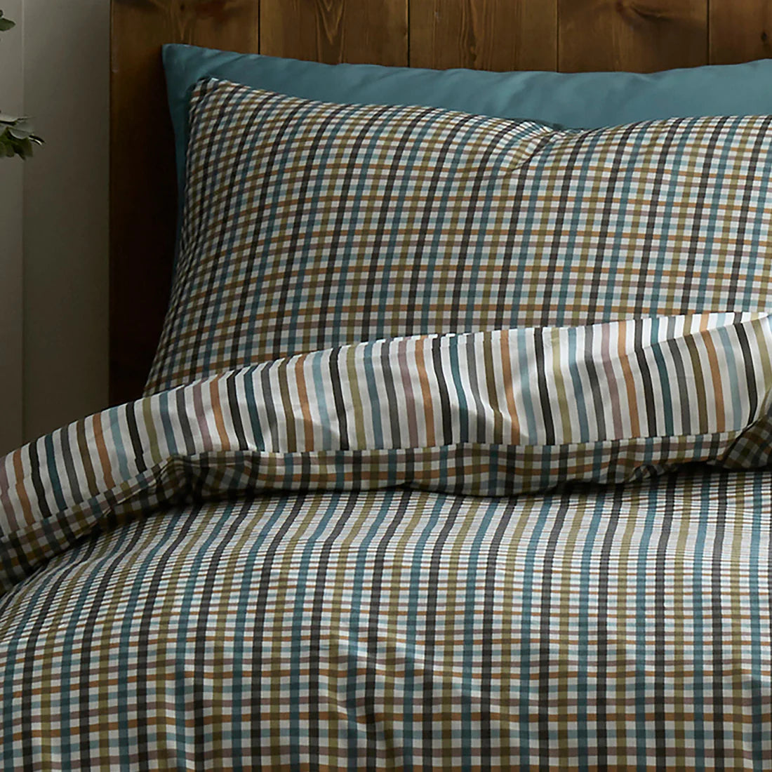 Appletree Micro Check 100% Cotton Duvet Cover Set Green