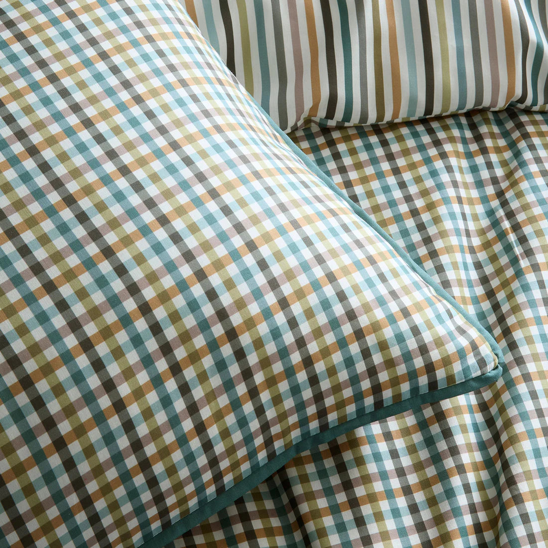 Appletree Micro Check 100% Cotton Duvet Cover Set Green