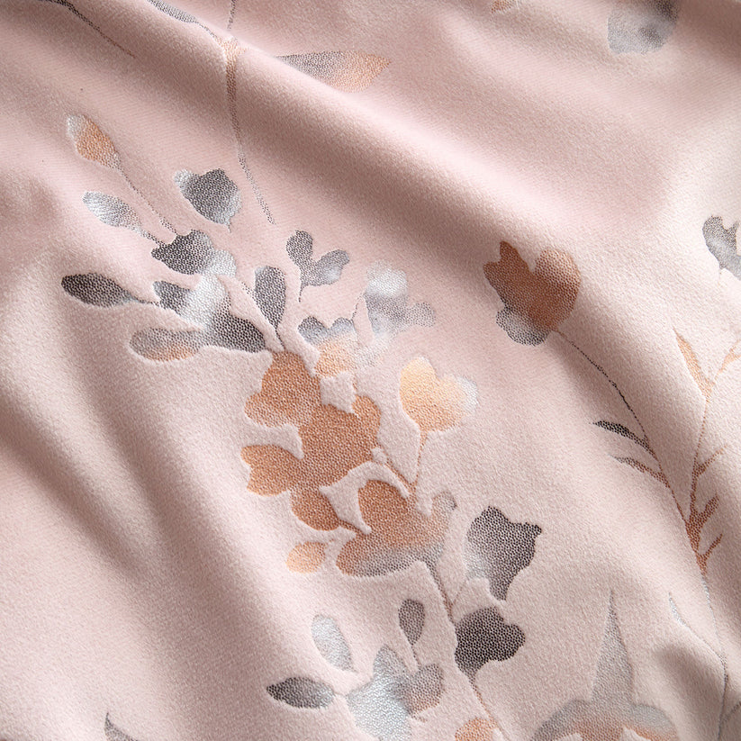 Soiree Metallic Leaf Velvet Duvet Cover Set Pink Luxury Glam Bedding