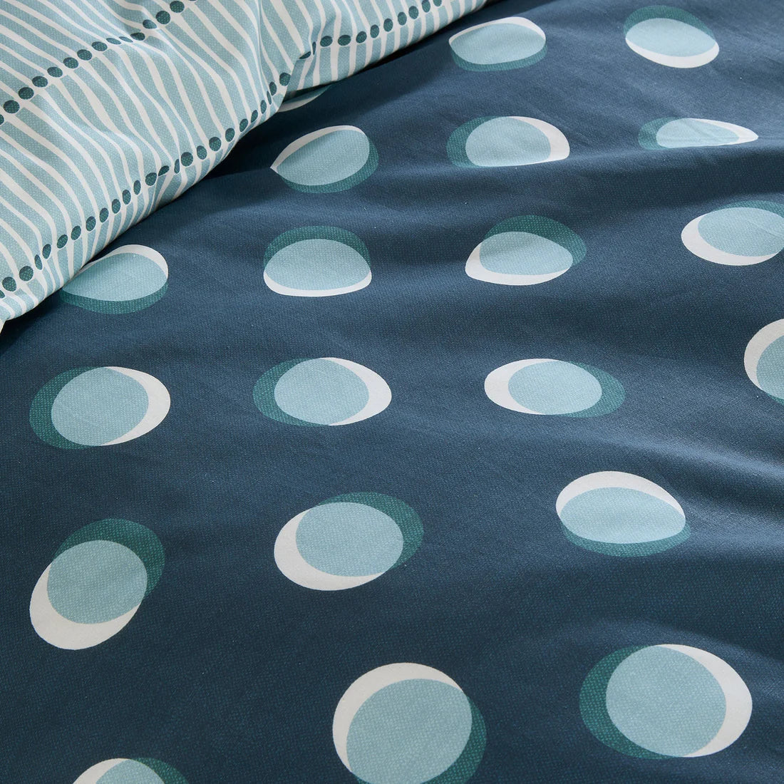 Fusion Polka Spot Reversible Duvet Cover Set in Blue