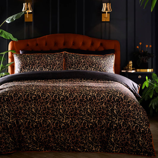 Laurence Llewelyn-Bowen Roxy Leopard 100% Cotton Sateen Duvet Cover Set Black