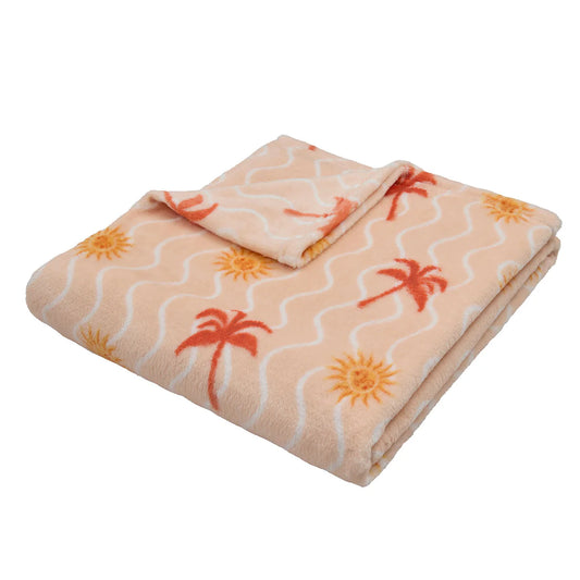 Soleil Coral & Camel Fleece Throw – 120 x 150cm