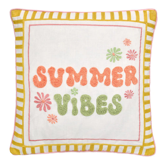 Summer Vibes Cotton Cushion – Multi Colour 43 x 43cm Decorative Pillow