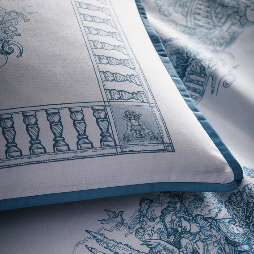 Laurence Llewelyn-Bowen Tuscan Toile 100% Cotton Duvet Cover Set Blue Designer Bedding