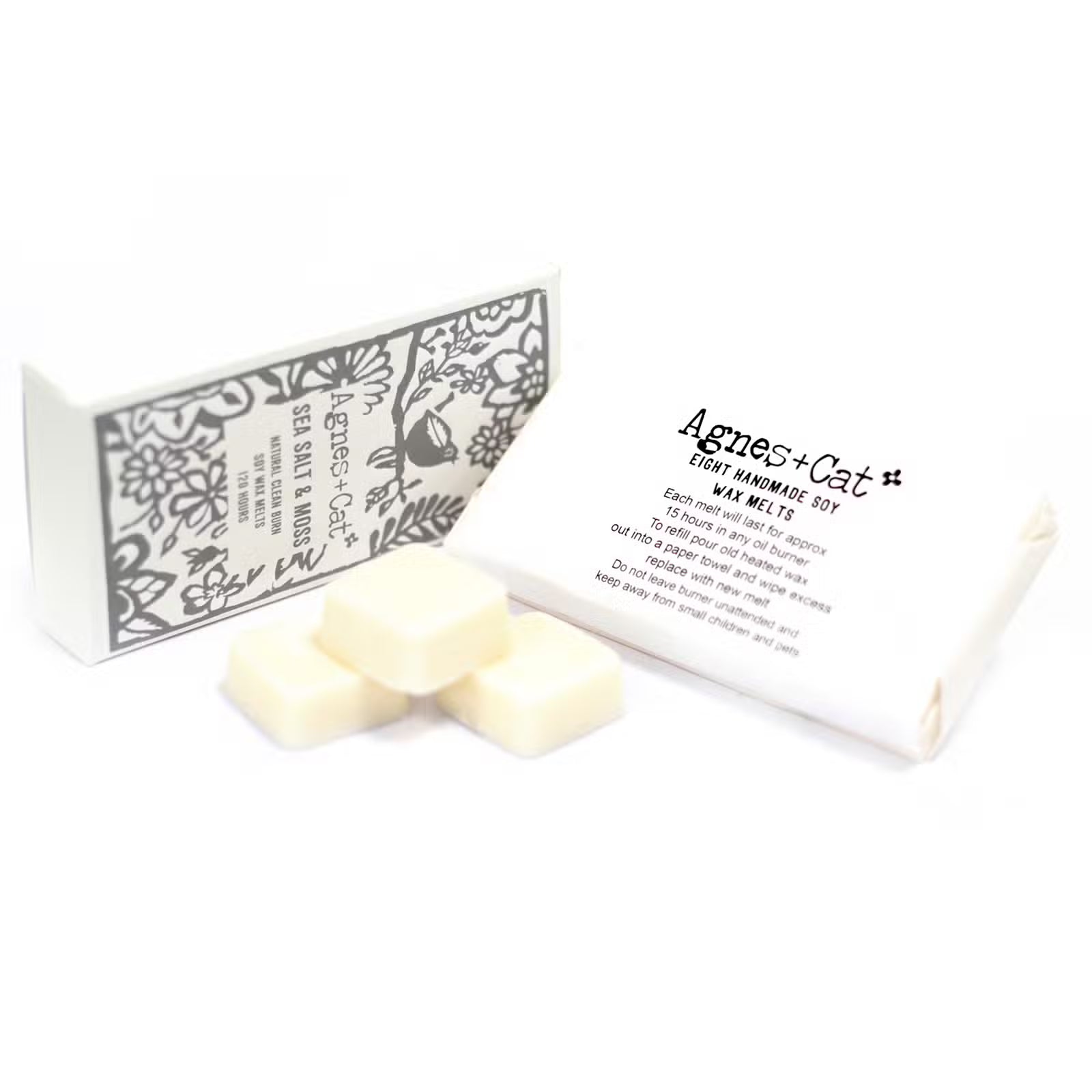 Agnes and Cat Sea Salt and Moss soy wax melts with fresh coastal home fragrance