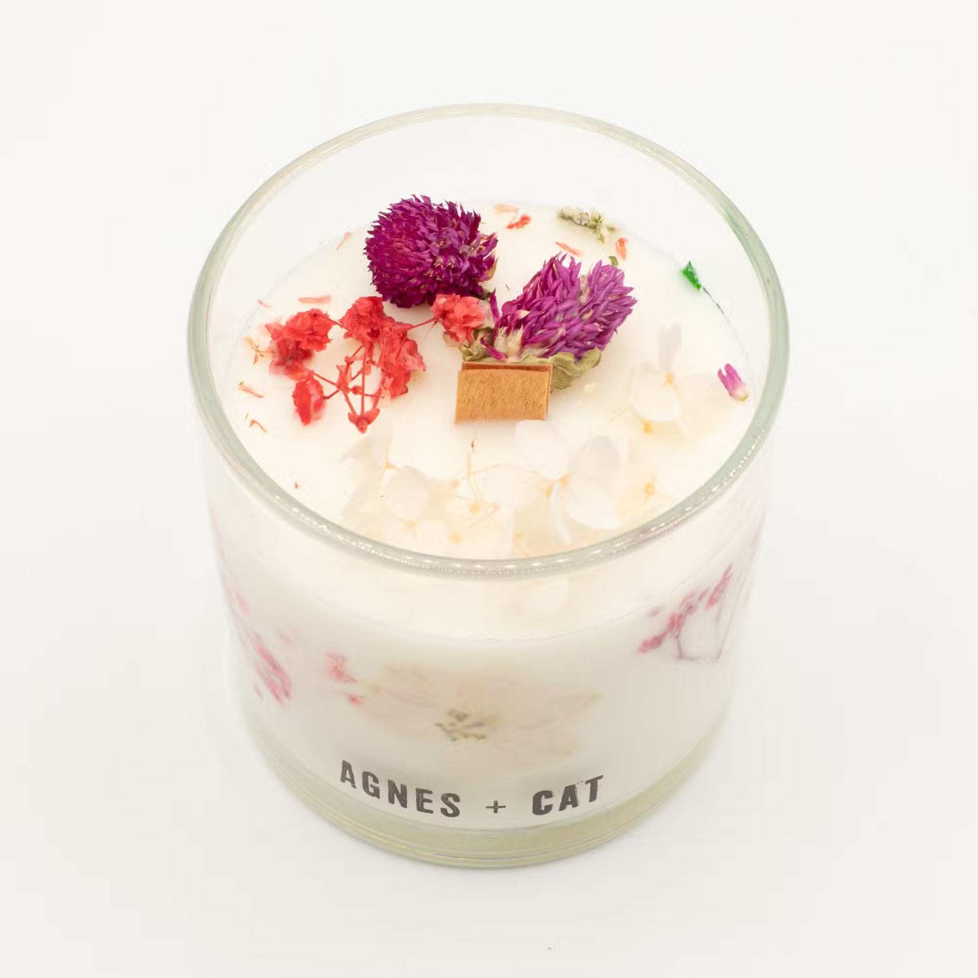 Agnes and Cat Roses of Sawrey botanical soy wax candle with dried floral details and countryside-inspired fragrance