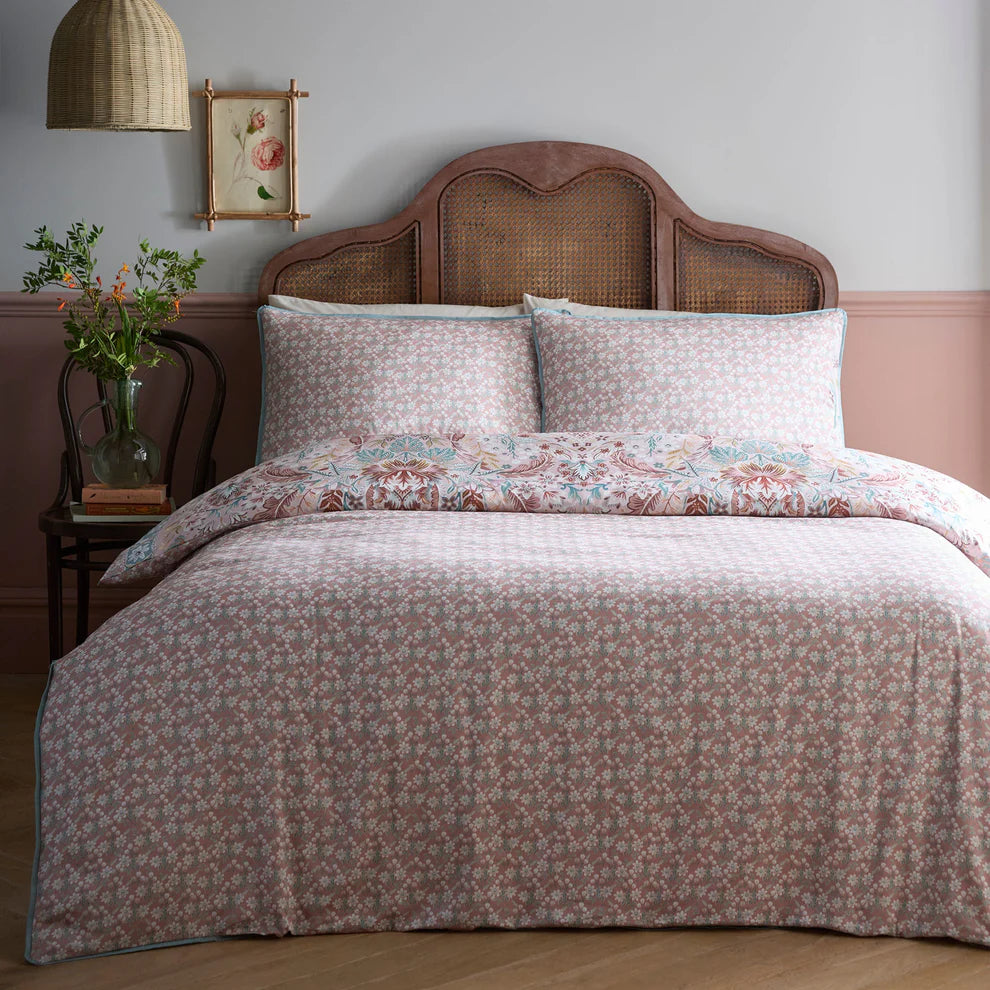 Appletree Floral Damask duvet cover set with multi floral cotton sateen reversible bedding