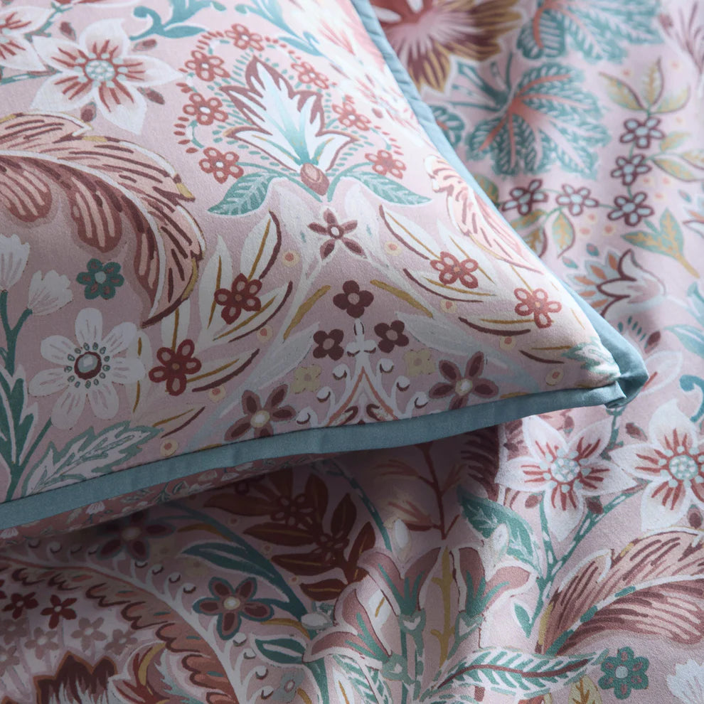 Appletree Floral Damask duvet cover set with multi floral cotton sateen reversible bedding