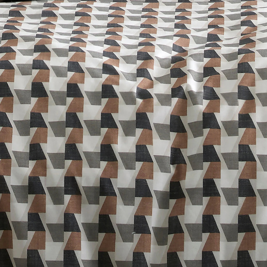 Appletree Jett duvet cover set in brown and bracken with geometric print, reversible design and 100% cotton fabric