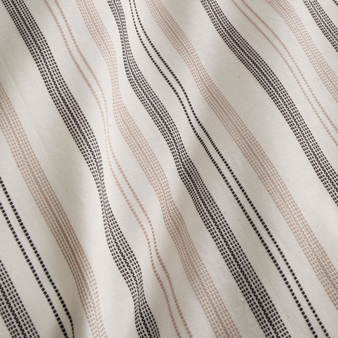 Appletree Yarn Dyed Woven Thin Stripe duvet cover set in natural with 100% cotton fabric and timeless woven stripe design