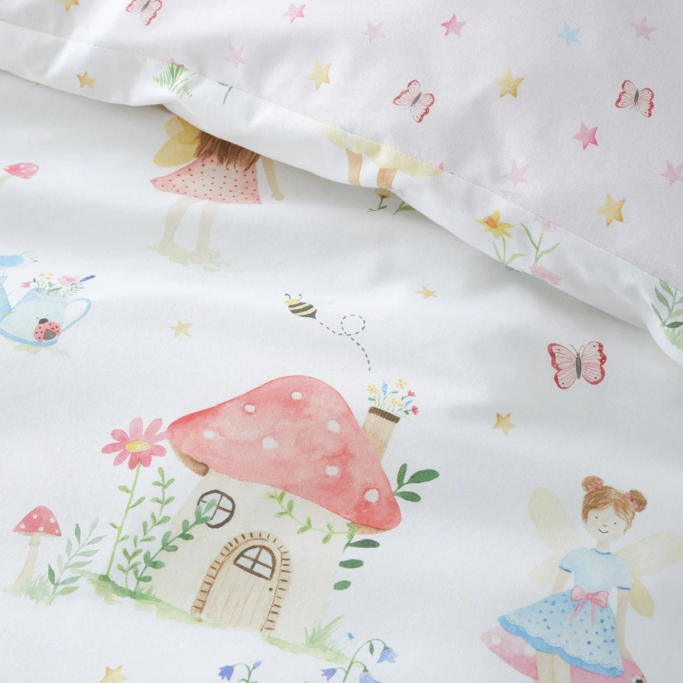 Bedlam Summer Fairies kids duvet cover set with magical fairy reversible pink bedding design