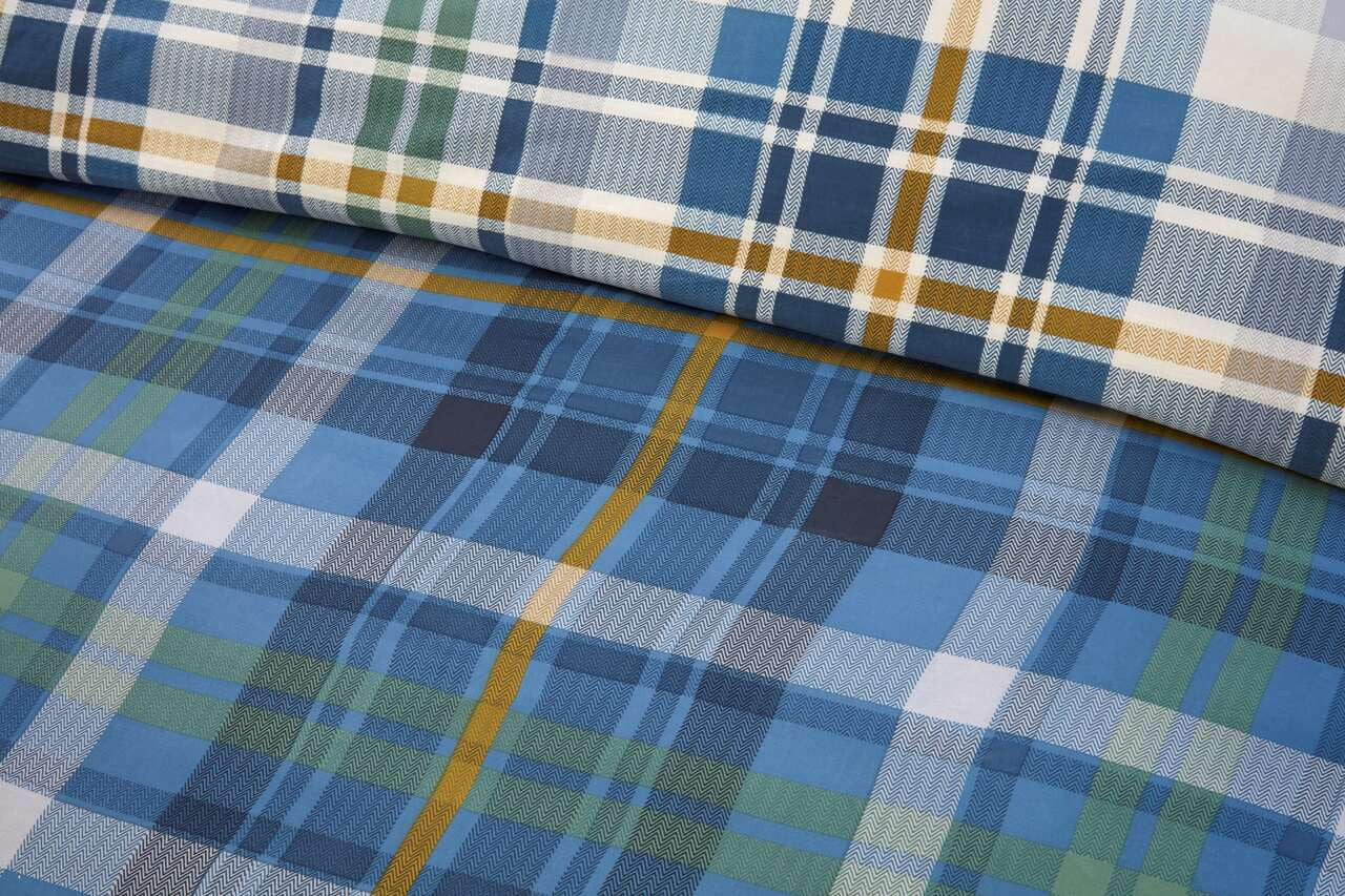 Regalia Blue Check reversible duvet cover set with heritage plaid bedding design