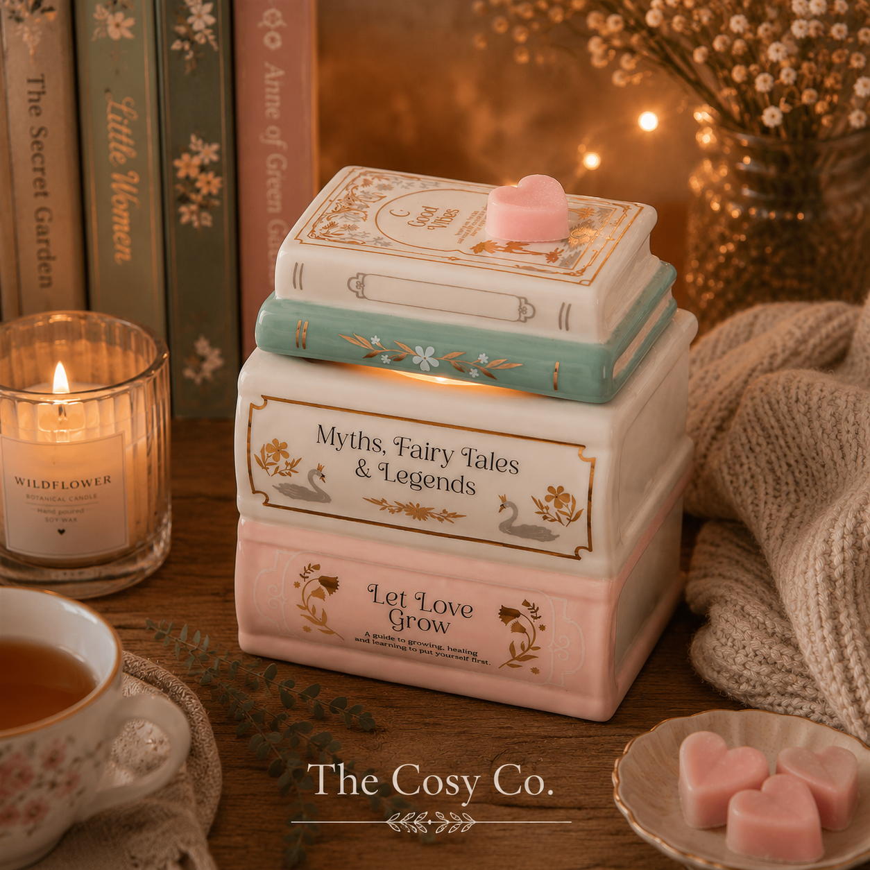 Book Stack ceramic oil burner and wax warmer for cosy reading nook home décor