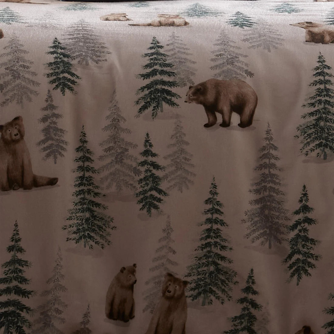 Dreams and Drapes Bear Walks duvet cover set with woodland bear brushed cotton bedding design
