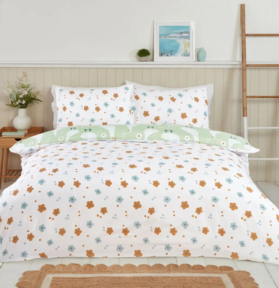 Jemima Duck reversible duvet cover set with countryside-inspired duck bedding design