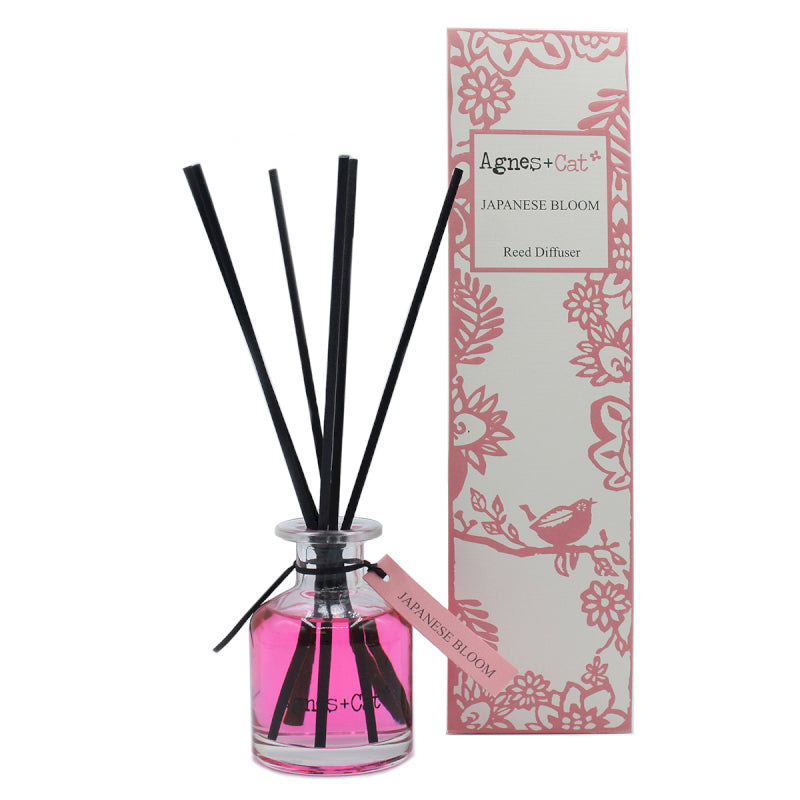 Agnes and Cat Japanese Bloom reed diffuser with elegant floral home fragrance