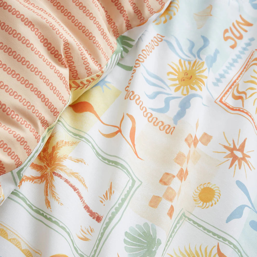 Fusion Soleil duvet cover set with colourful sun-inspired reversible boho bedding design
