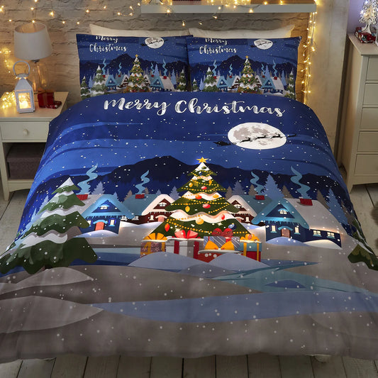 Bedlam Glow In The Dark Christmas Duvet Cover Set in Multicolour