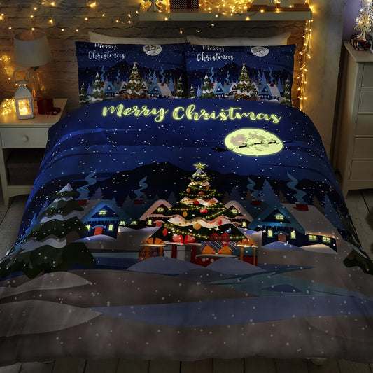 Bedlam Glow In The Dark Christmas Duvet Cover Set in Multicolour