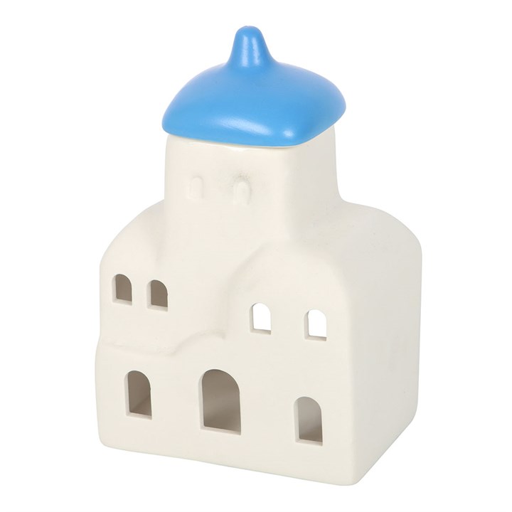Santorini ceramic oil burner and wax warmer inspired by Greek island home décor