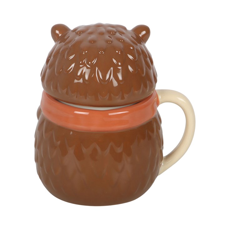 Hazel Hedgehog ceramic lidded mug with woodland-inspired hedgehog design